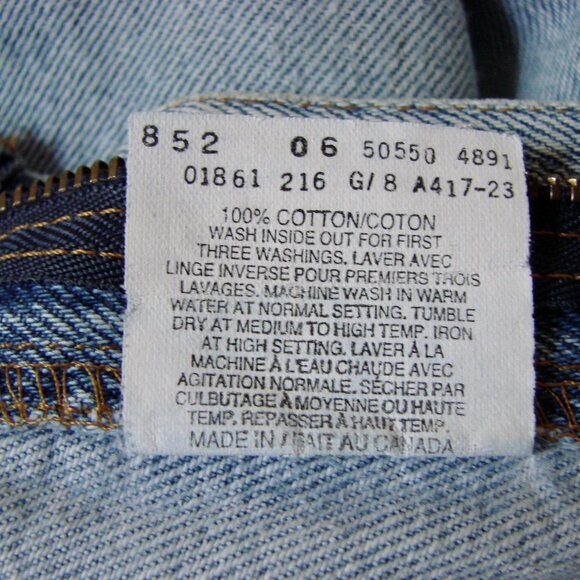 Vintage 90s Levi's 550 Jeans Relaxed Fit Tapered Leg Black Batwing 1991 34 x 30 - Picture 4 of 15